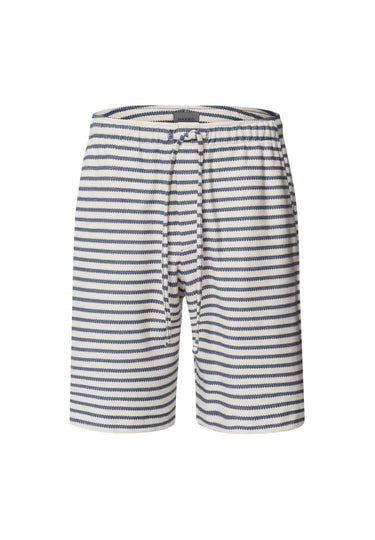 Loungy Summer Organic Cotton Drawsting Shorts | Deep Breeze Stripe 75784-3026
